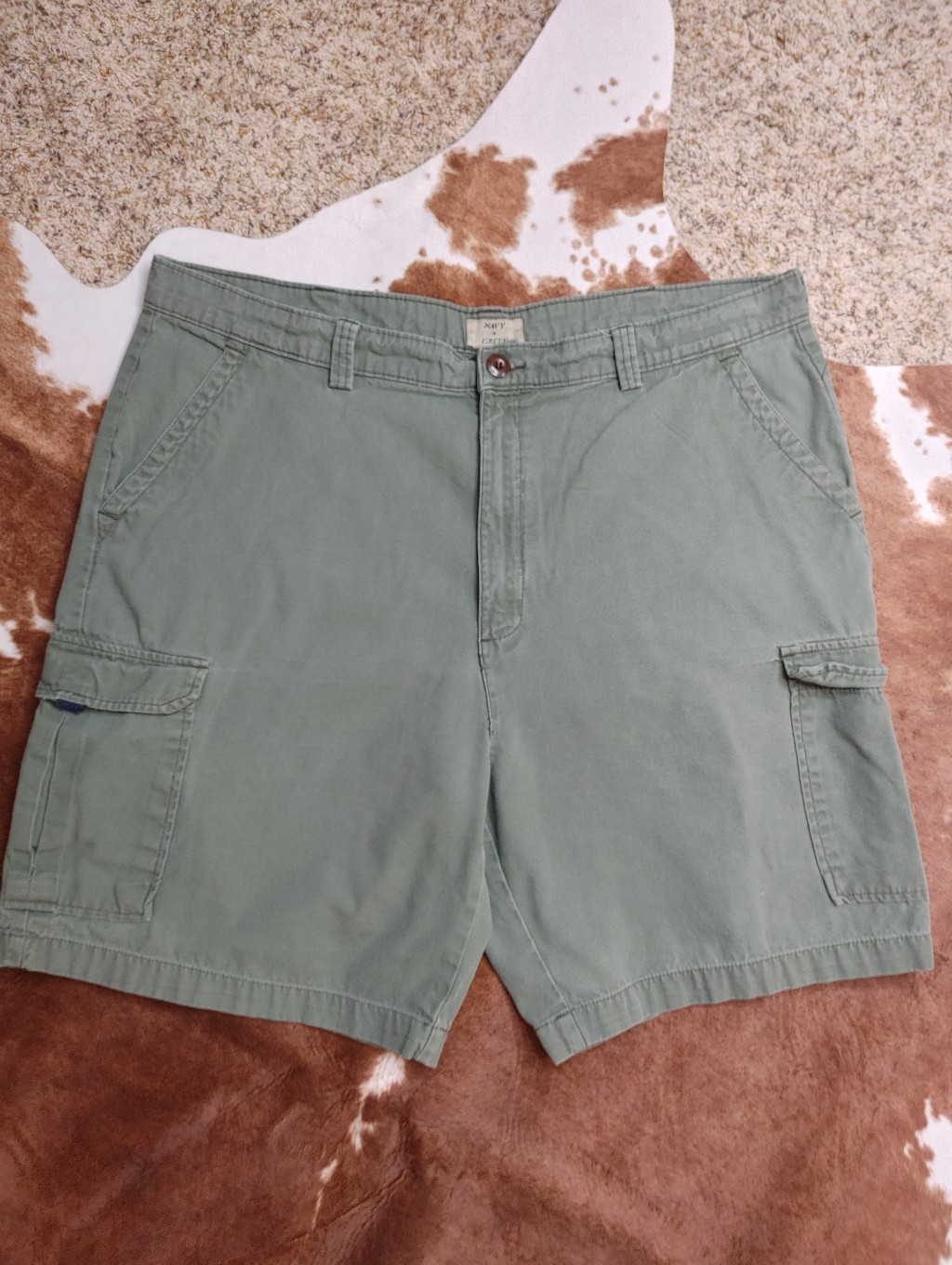 Navy  Green Mens Cargo Shorts Green 40